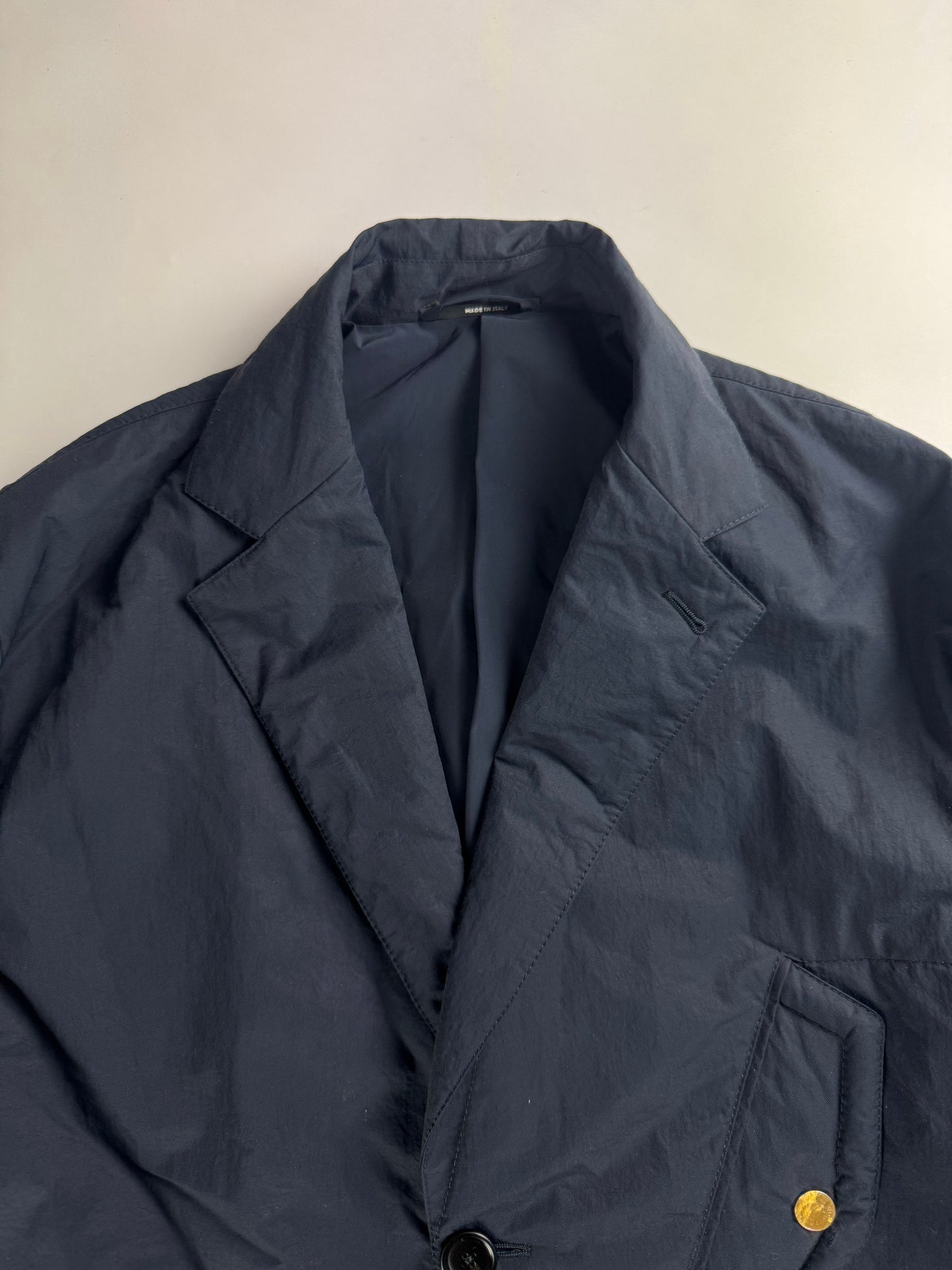 Hermès Sample Puffer Tailored Navy Minimalist Blazer FW 2023 - M