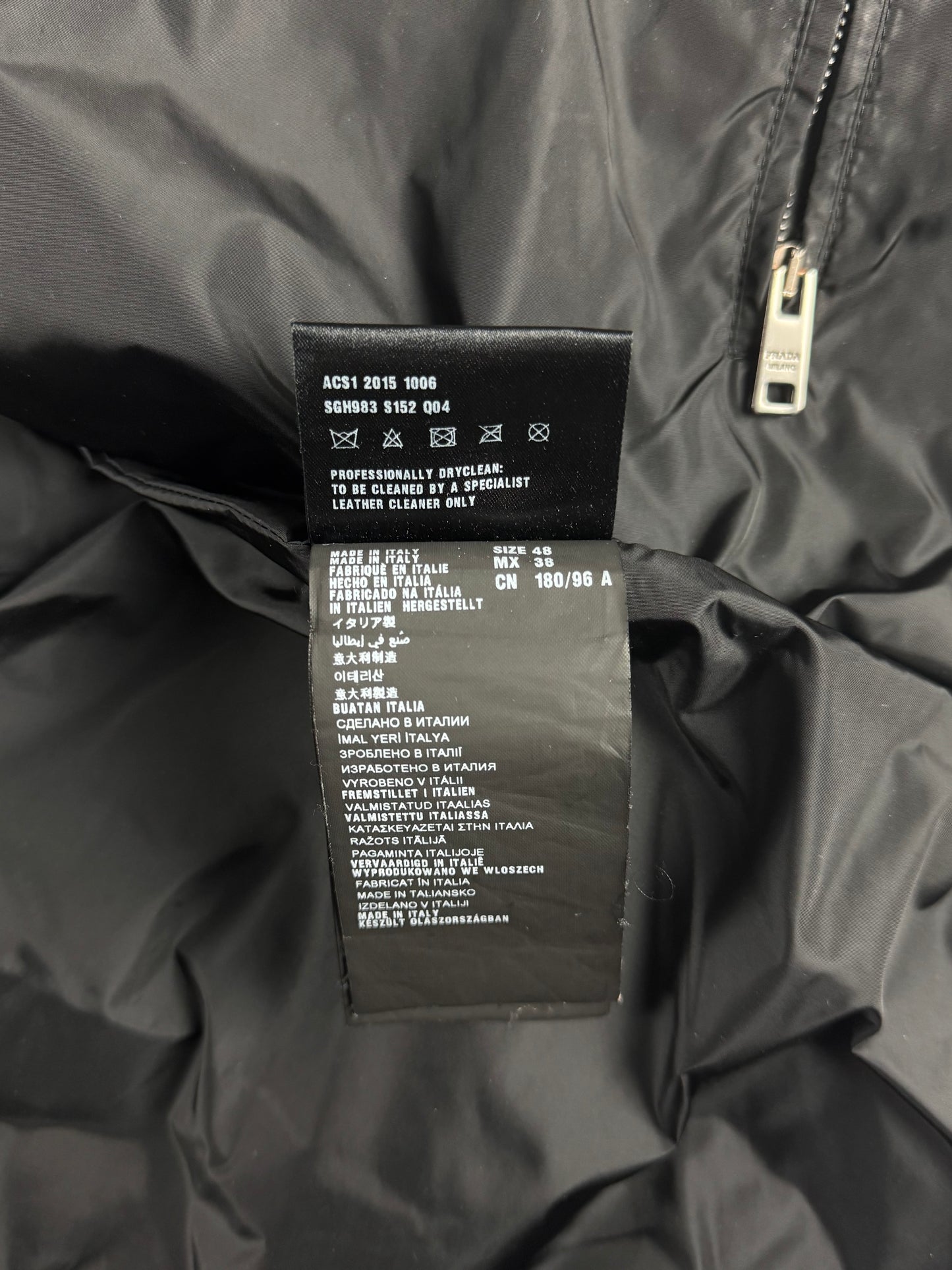 Prada Leather Trimmed Convertible Hooded Puffer Jacket FW 2015 - M