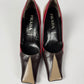 Prada Tricolor Colorblock Leather Kitten Heel Pumps Black Red Taupe Pointed Toe 2000s - 38,5 IT/39 EU