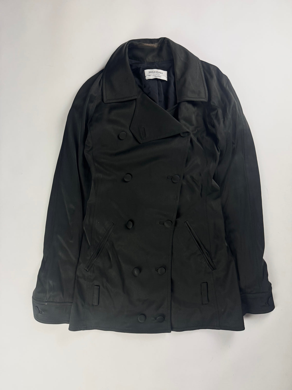 Yves Saint Laurent Sample Black Asymmetric Breasted Jacket 2000s - S