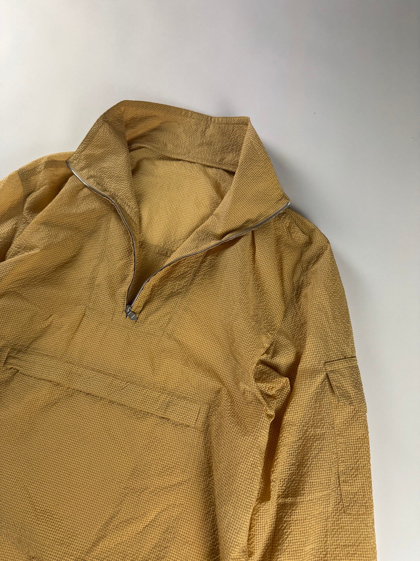 Hermès Sample Front Pocket Soft Textured Sand Turtleneck Half Zip Jacket SS 2020 - M