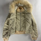 Miu Miu Cropped Cream Fur Hood Puffer Jacket 2000s - S