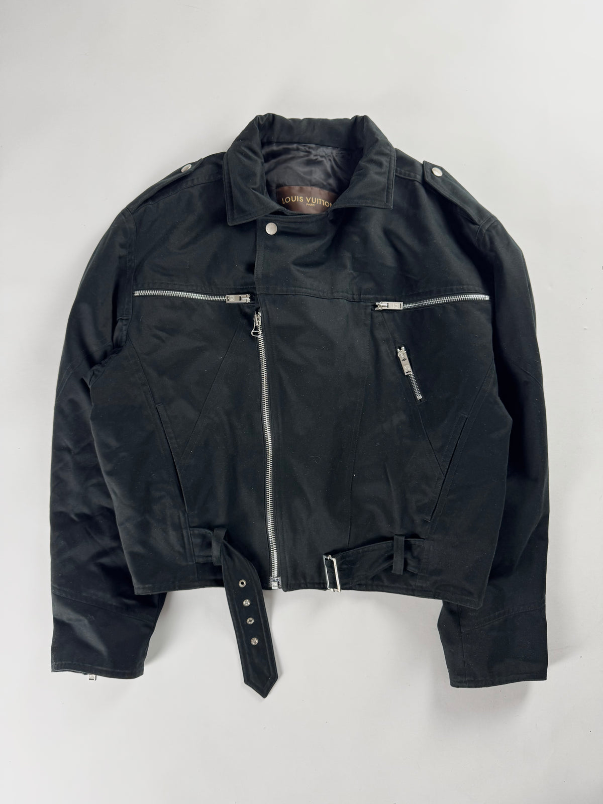 Louis Vuitton Black Cotton Asymmetrical Zipper Perfecto Jacket 2000s - M