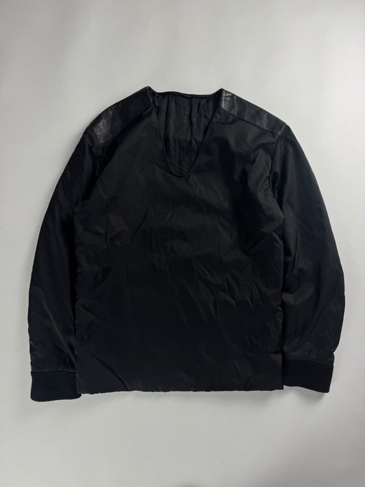 Prada Leather Shoulder Panels Deep V Neck Nylon Sweater FW 2009 - S