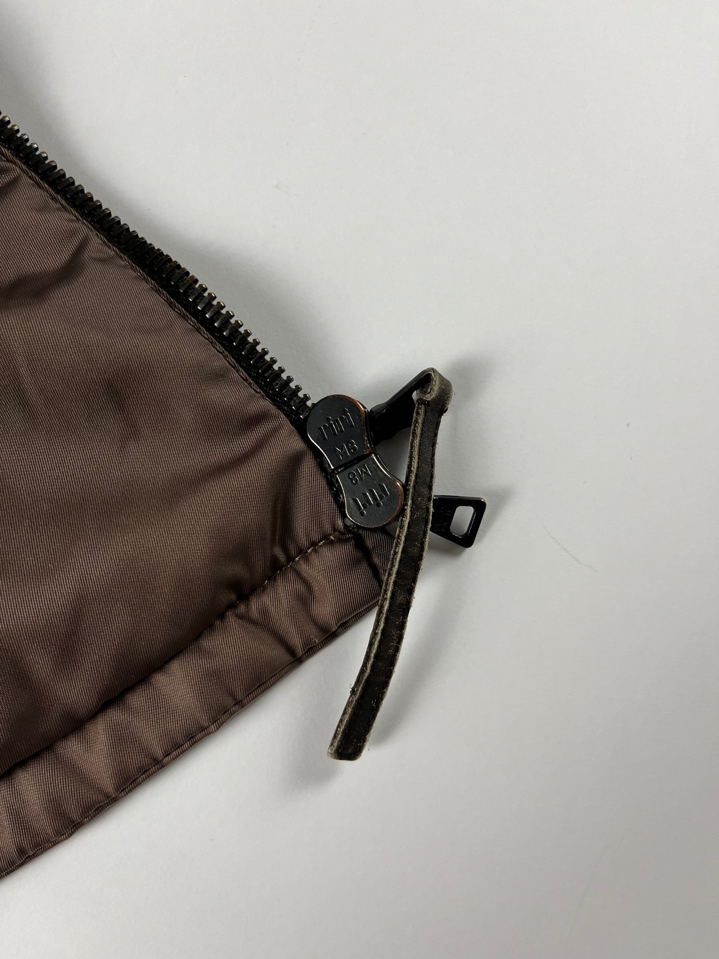 Prada Brown Nylon Double Zipper Trucker Jacket 2000s - L