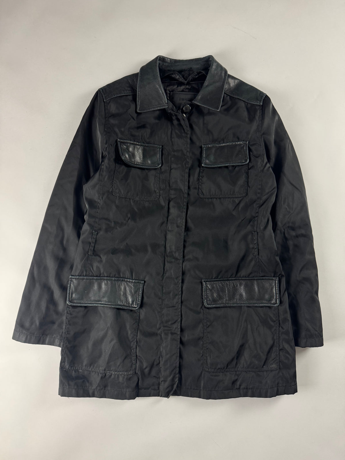 Prada Multi Pockets Leather Collar Officer Jacket FW 1994 - L