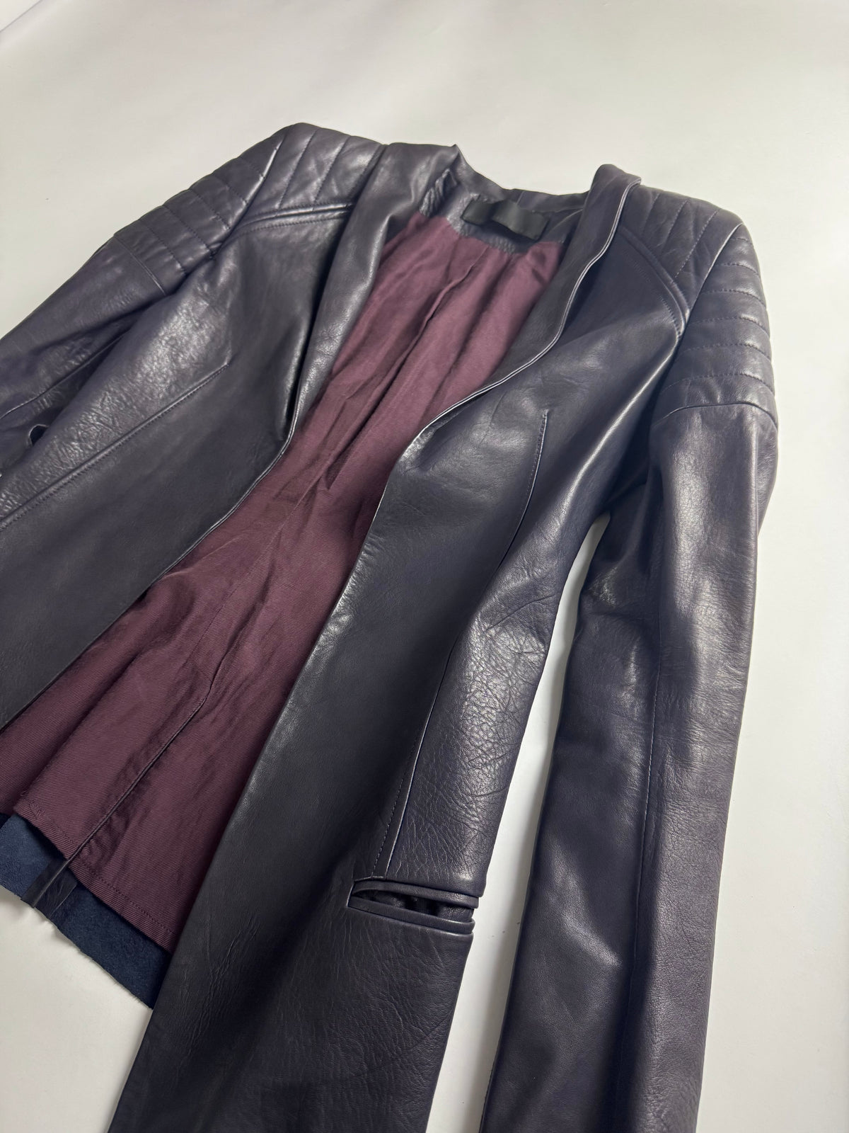 Haider Ackermann Biker Tailored Purple Leather Jacket FW 2012 - S
