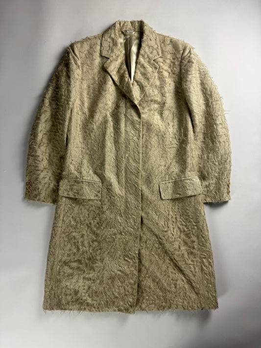 Helmut Lang Sample Silk Tufts Fringe Superlightweight Textured Coat SS 1999 - S