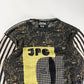 Jean Paul Gaultier Face Graphic Stripe Sleeves Mesh Top SS 2001 - M