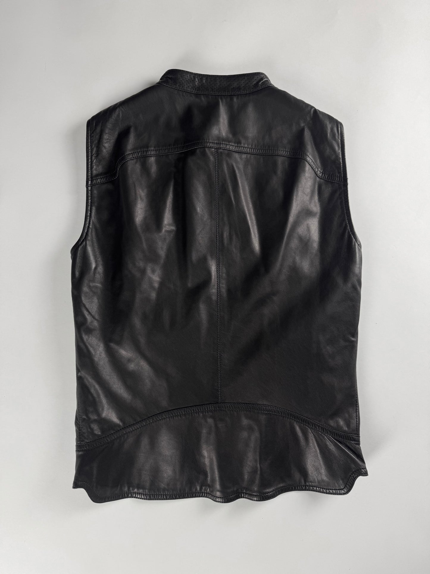 Yves Saint Laurent Double Side Zipper Dark Leather Vest 2010s - XS