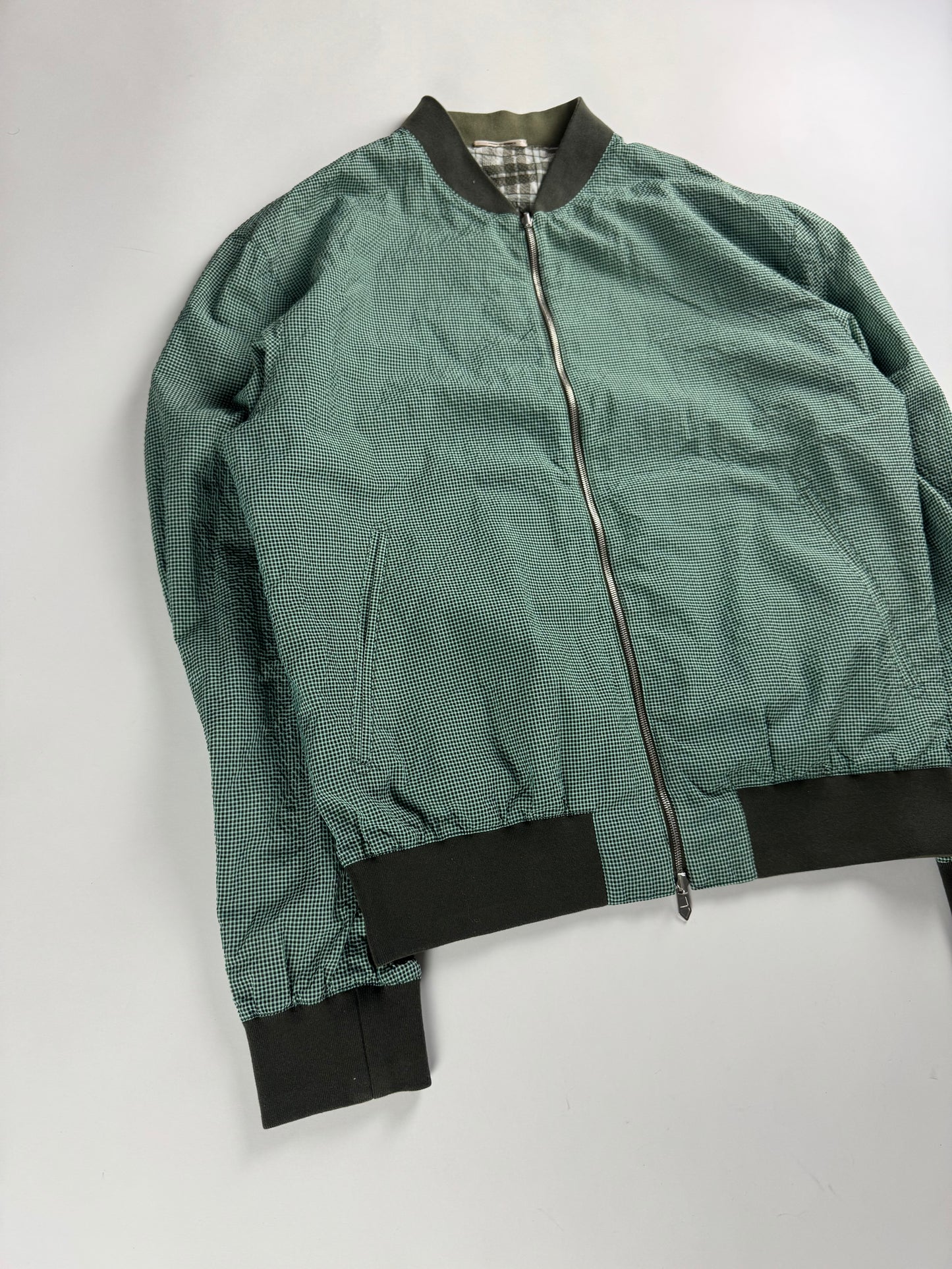 Hermès Sample Green Plaid Check Bomber Jacket SS 2020 - L