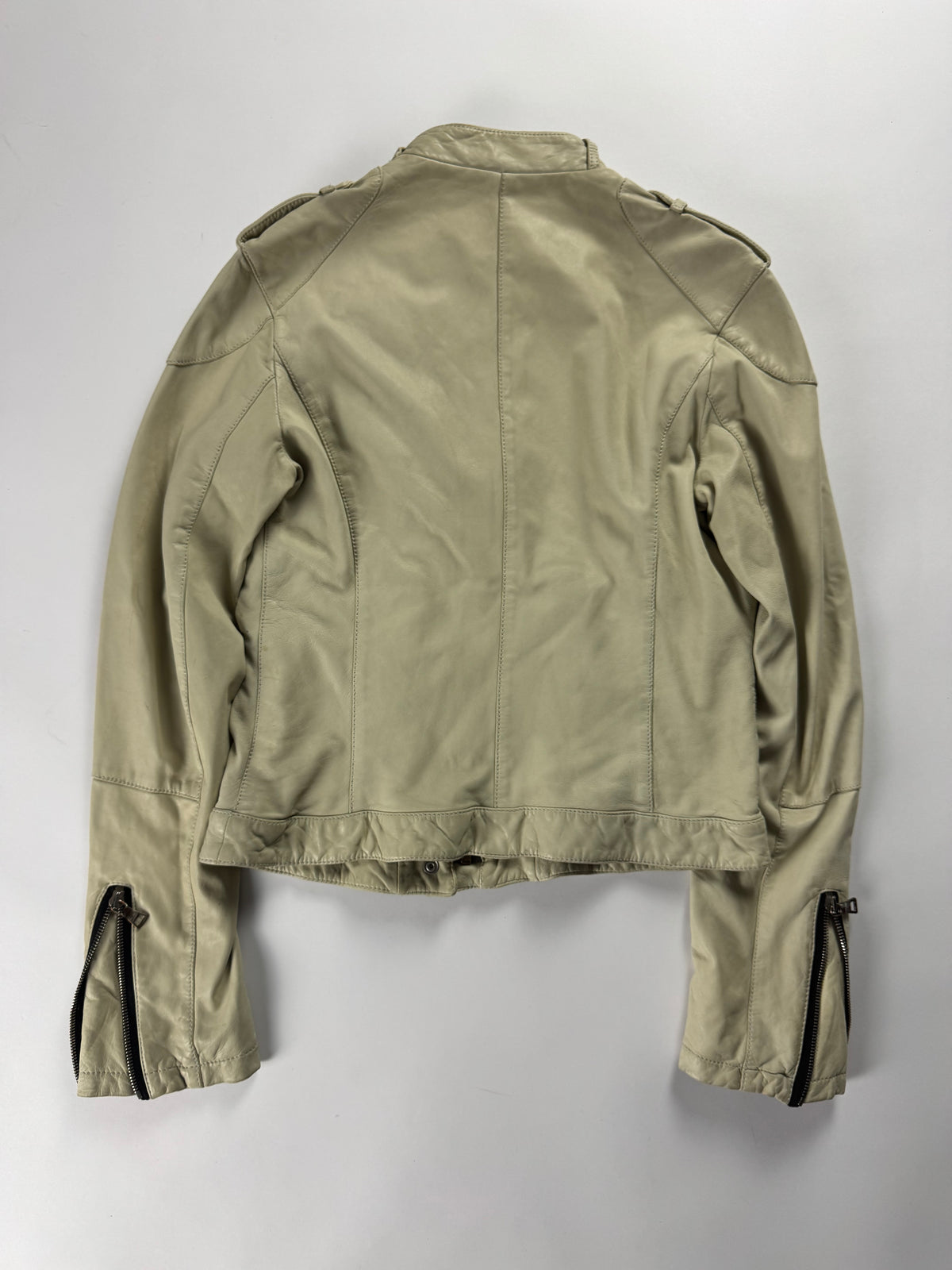 Prada Cream Leather Zipped Moto Jacket FW 2006 - M