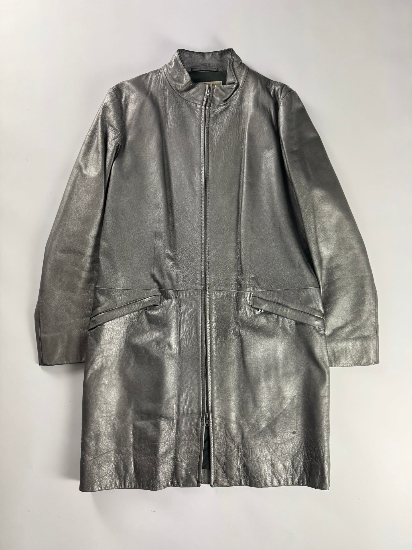 Miu Miu Metallic Leather Double Zip Coat FW 1999 - S