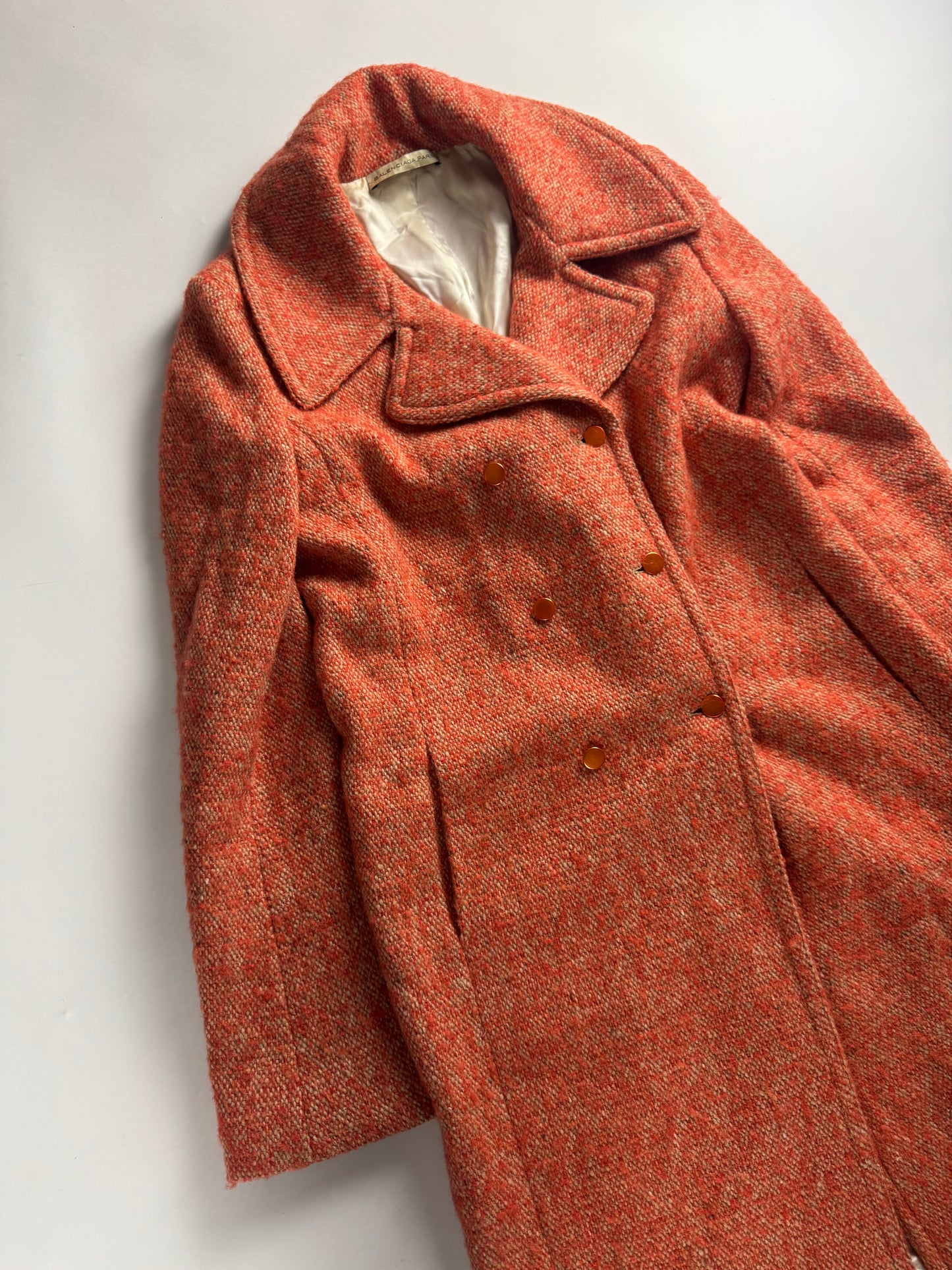 Balenciaga Nicolas Ghesquière Double Breasted Burnt Orange Wool Elegant Coat FW 2004 - S