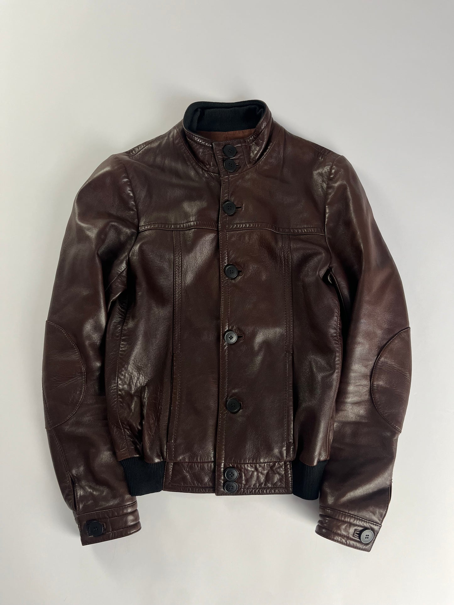 Balenciaga Brown Leather Bomber Jacket SS 2008 - M