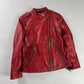 Prada Red Leather Perfecto Asymmetrical Moto Jacket - XS