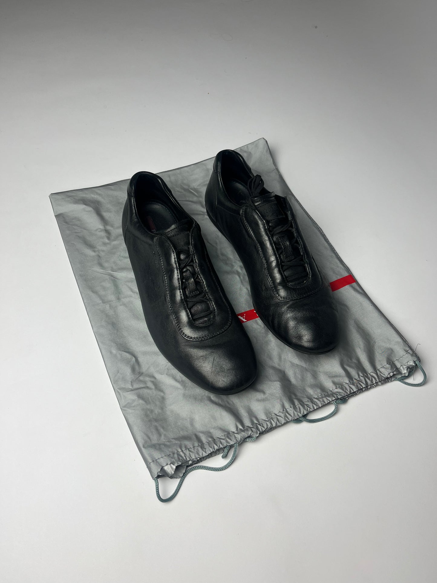 Prada Linea Rossa Black Leather Low Trainers FW 1999 - 43 EU