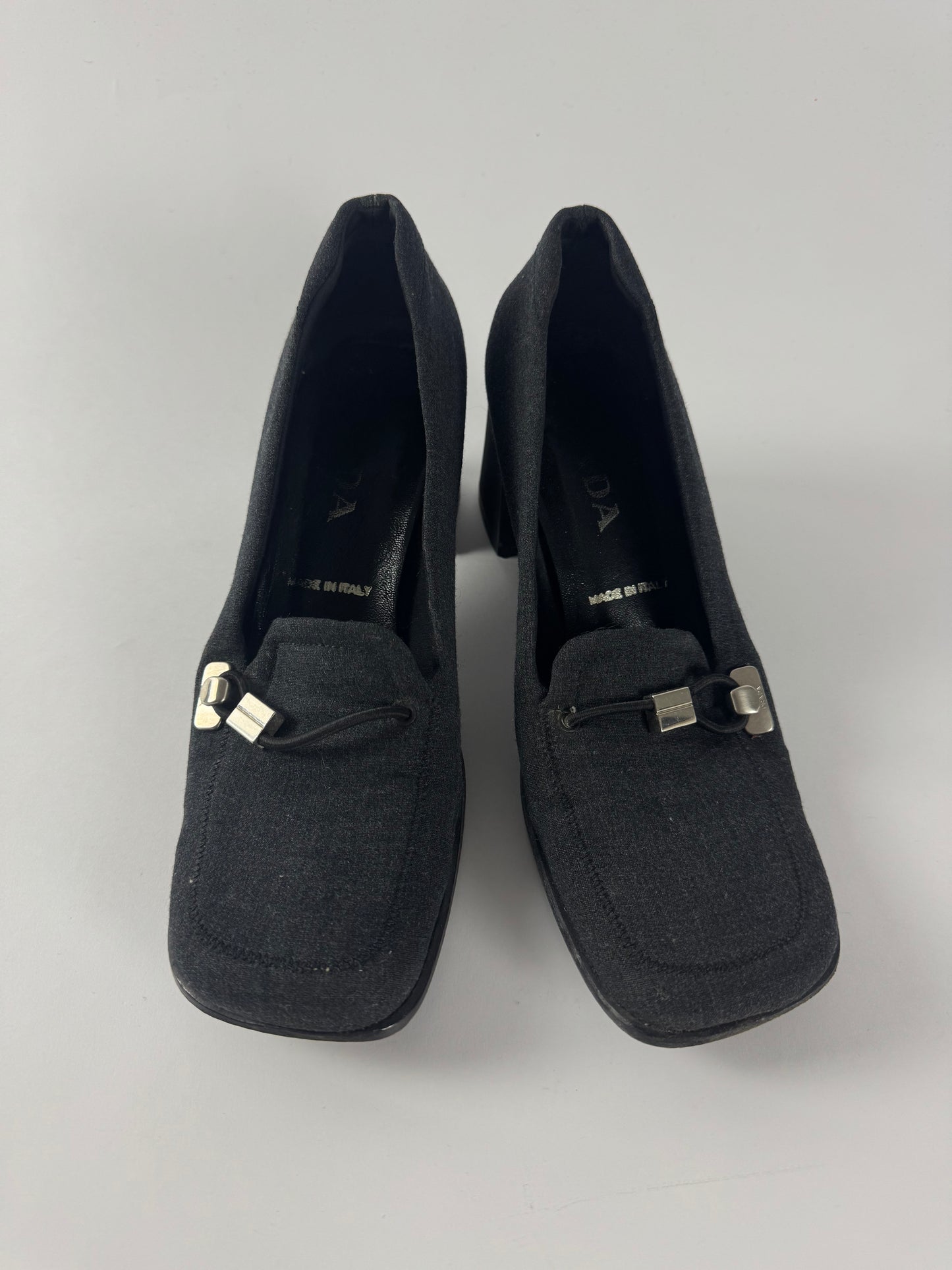 Prada Shadow Grey Block Loafers Heel Pumps FW 1999 - 39 IT/40 EU