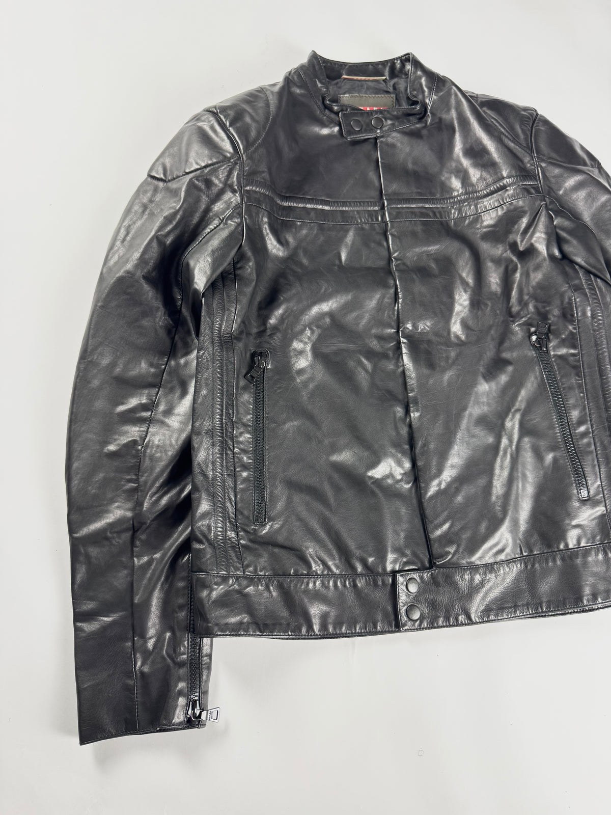 Prada Milano Black Leather Motorcycle Jacket FW 2007 - M
