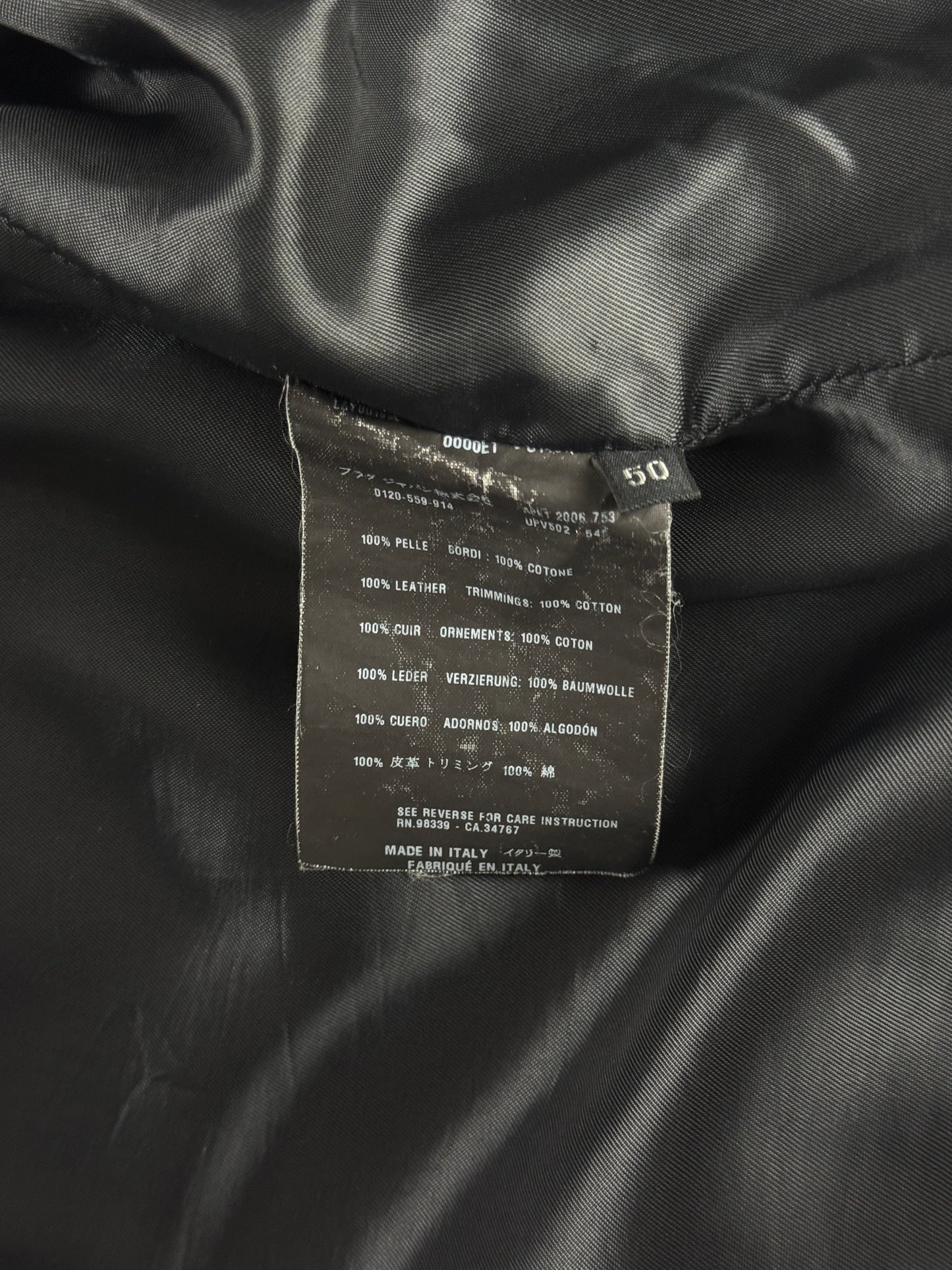 Prada Black Leather Harrington Bomber Jacket FW 2006 - M