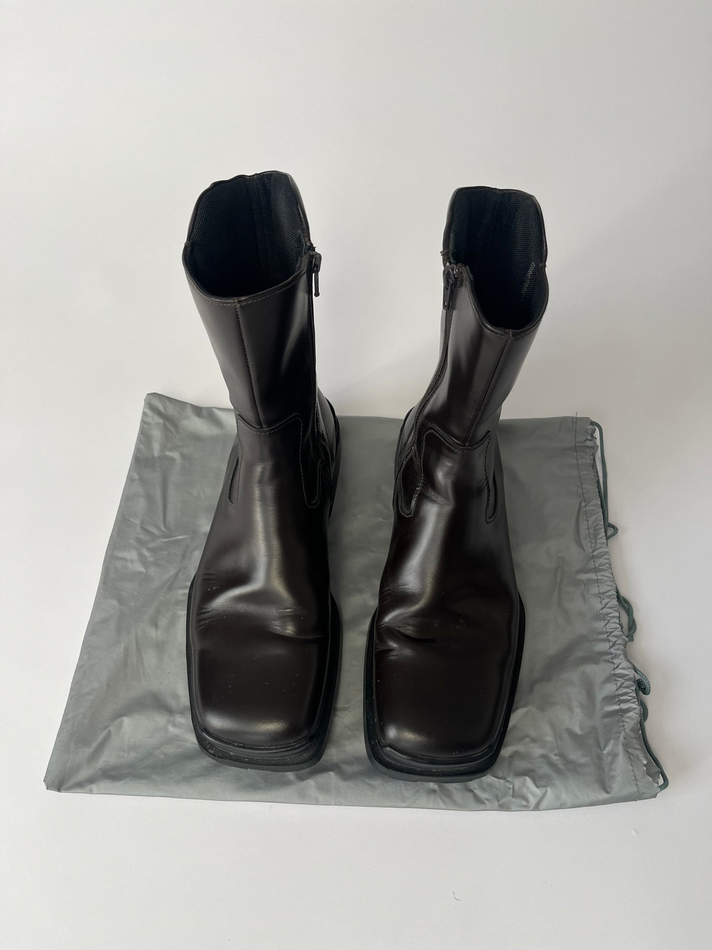 Prada Black Leather Square Toe High Boots FW 1999 - 43,5 EU