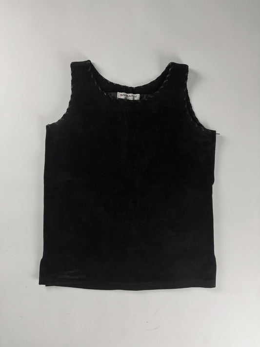 Yves Saint Laurent Suede Leather Sewing Tank Top 1990s - S