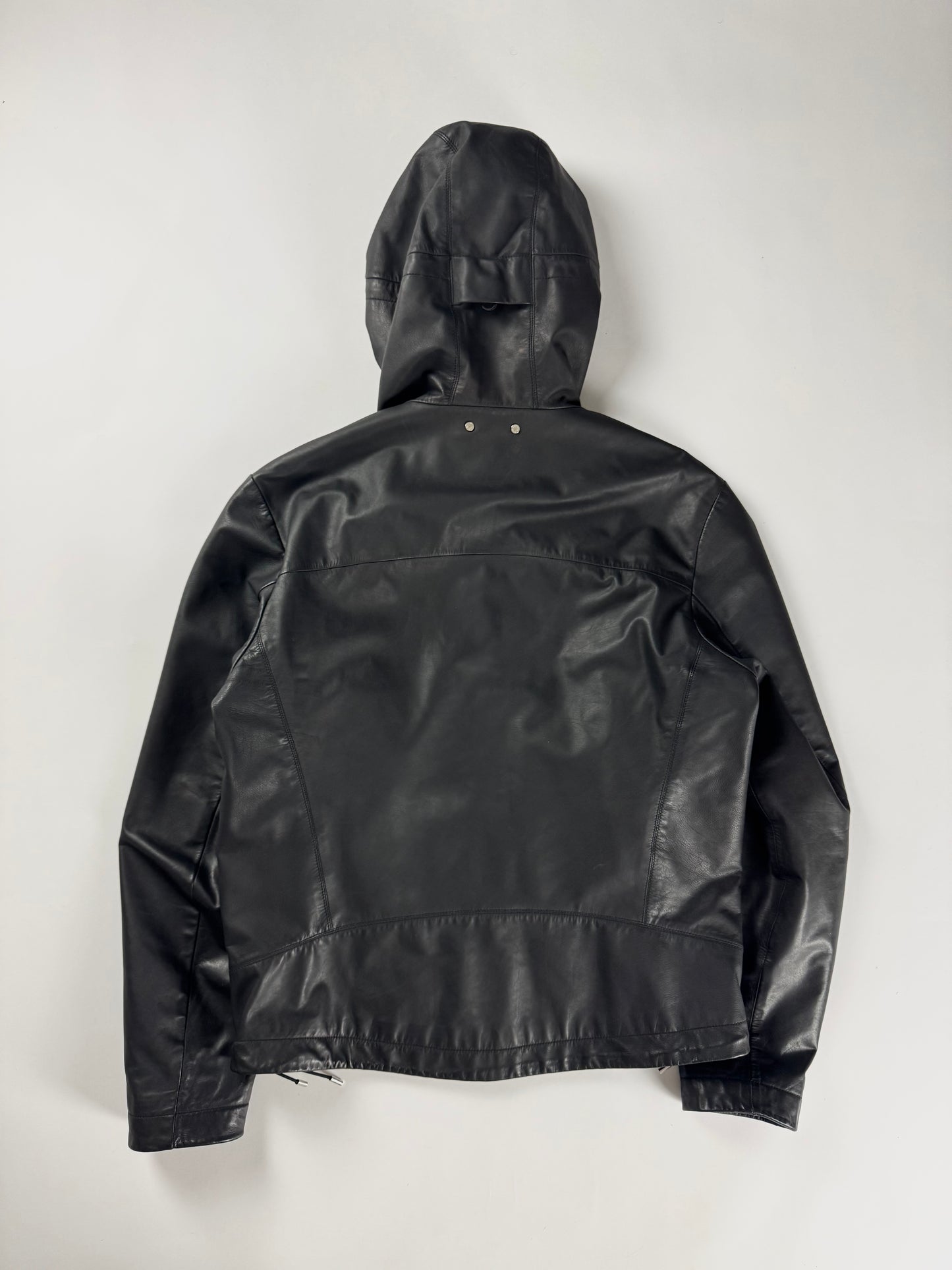Louis Vuitton V Logo Patch Leather Drawstring Hood Jacket SS 2015 - M