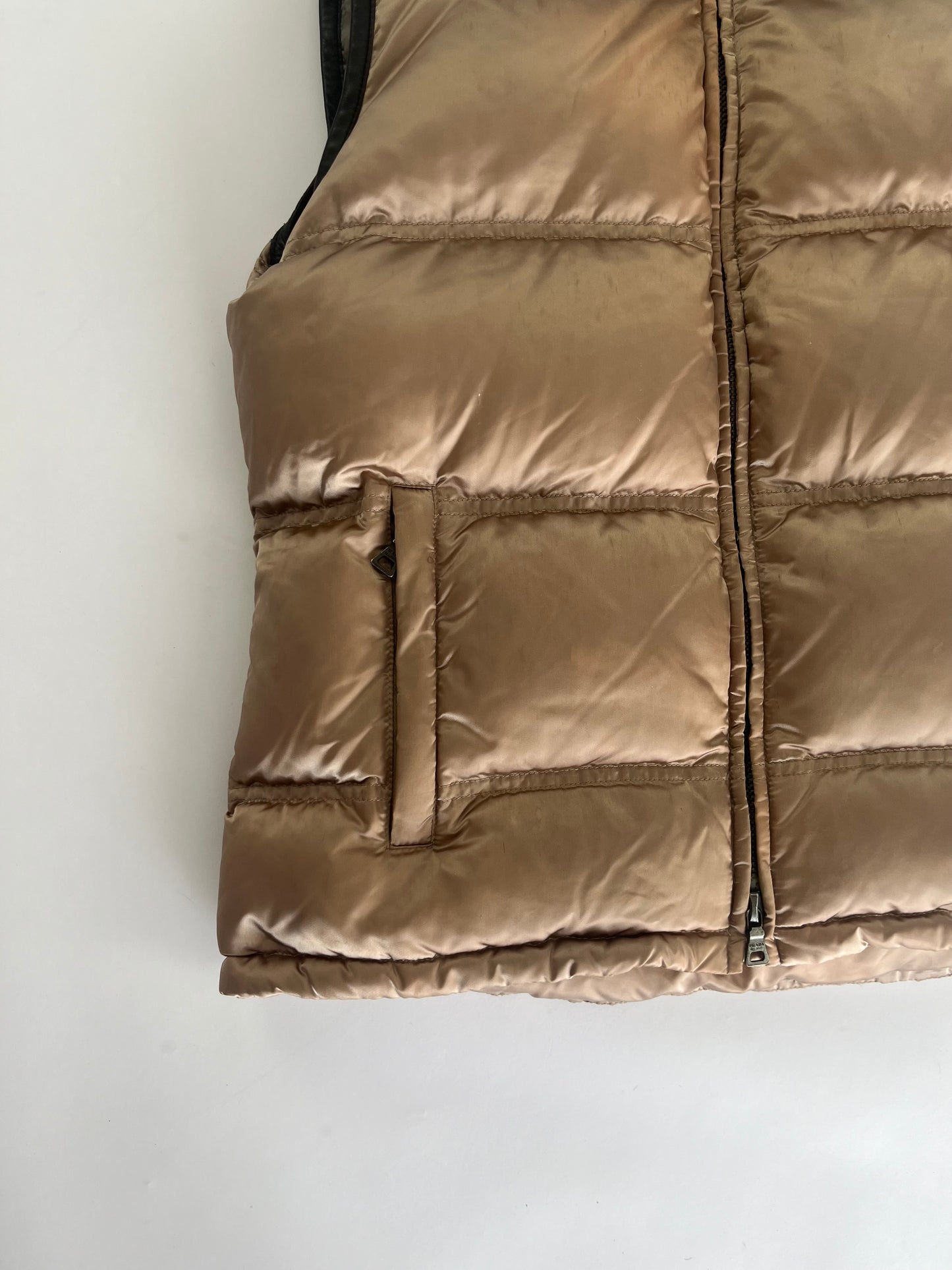 Prada Puffer Belted Collar Down Vest 2000s - S