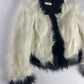 Saint Laurent Monochrome Cream Black Faux Fur Cropped Jacket FW 2021 - XS