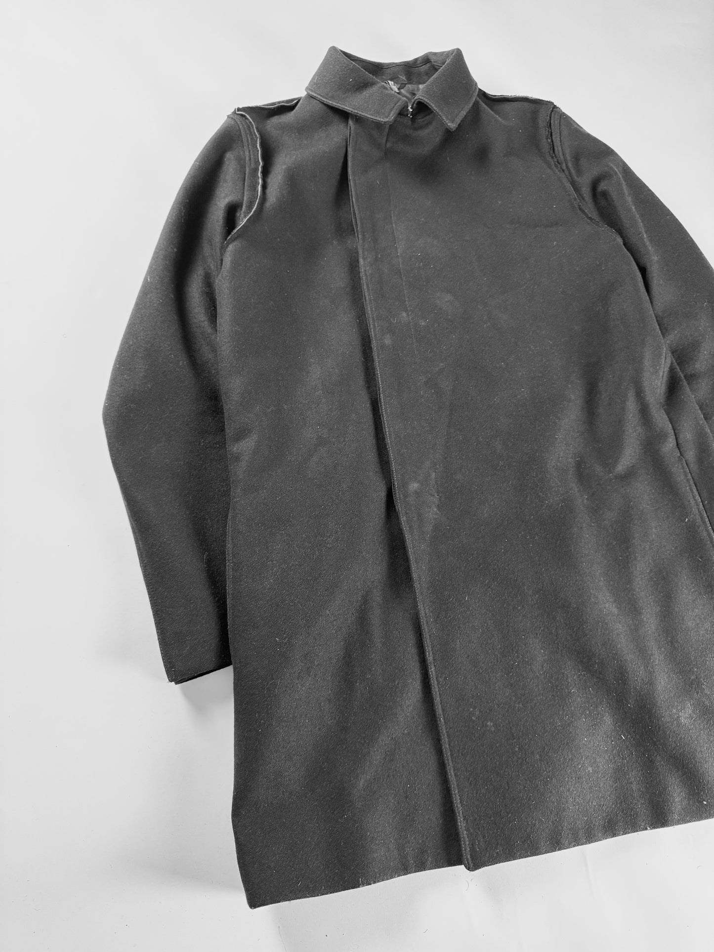 Dior Dark Clean Grey Wool Blend Minimalist Side Closing Coat FW 2011 - L
