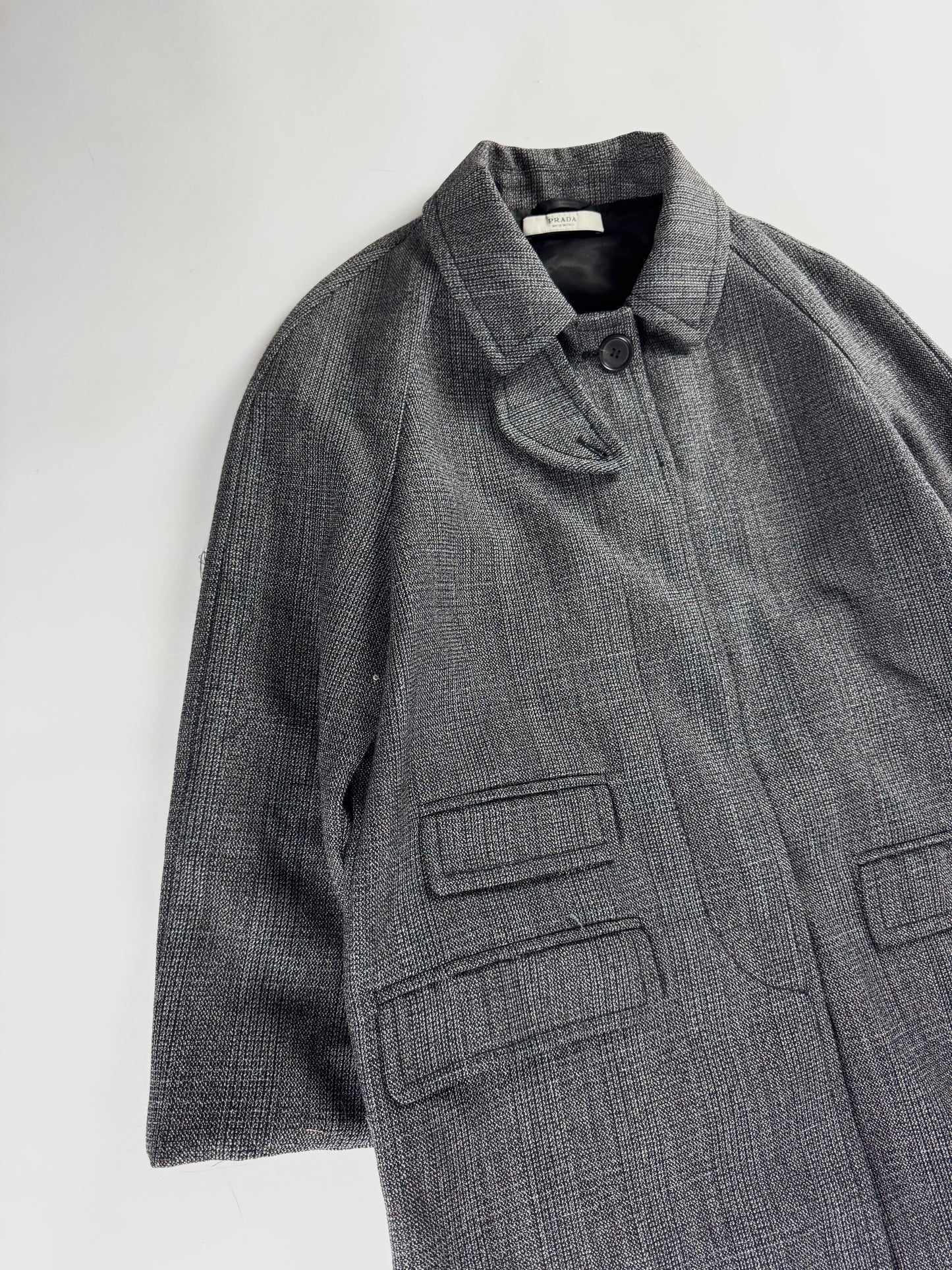 Prada Virgin Wool Grey Stripped  Coat FW 2003 - S