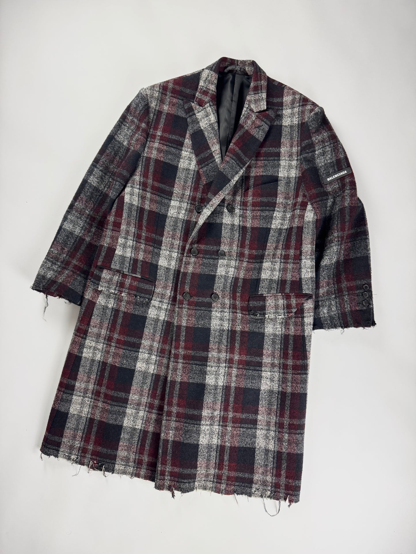 Balenciaga Sample Destroy Lana Plaid Coat SS 2019 - M