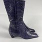 Miu Miu Snakeskin Tan Purple Python Square Toe Leather Boots FW 1999 - 38,5 IT/39,5 EU