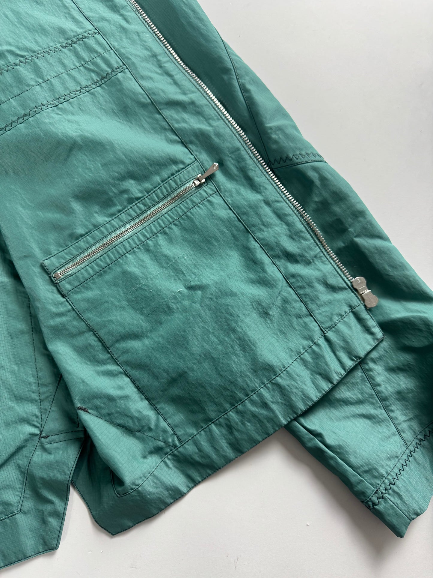 Hermès Sample Turquoise Lightweight V Neck Blouson Exposed Stitching SS 2022 - M
