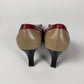 Prada Tricolor Colorblock Leather Kitten Heel Pumps Black Red Taupe Pointed Toe 2000s - 38,5 IT/39 EU