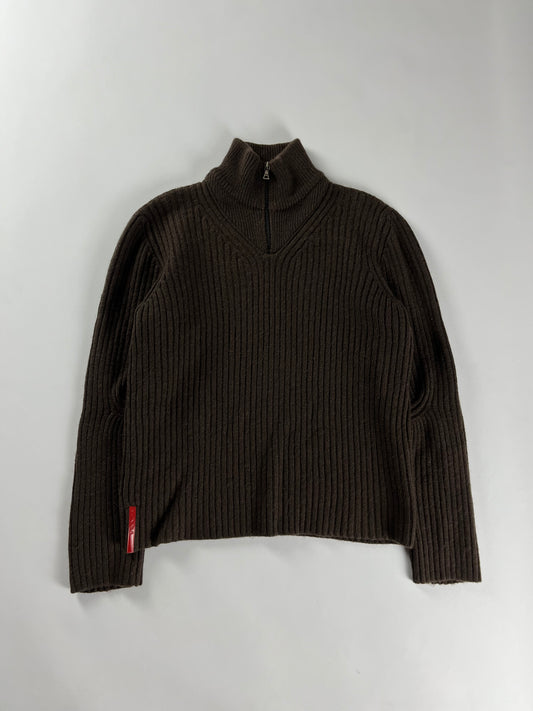 Prada Linea Rossa Brown Corduroy Turtleneck Sweater FW 1999 - S