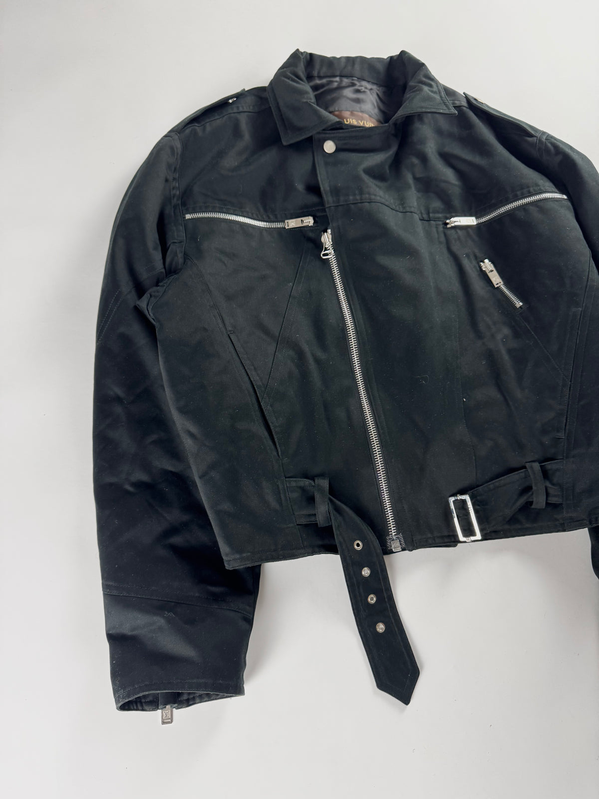 Louis Vuitton Black Cotton Asymmetrical Zipper Perfecto Jacket 2000s - M