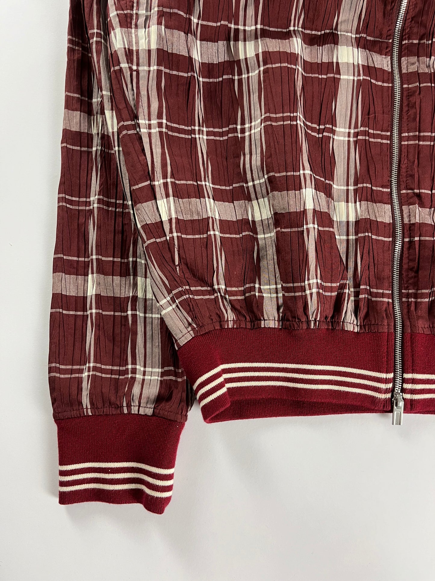 Hermès Bordeaux Plaid Check Bomber Jacket SS 2018 - S