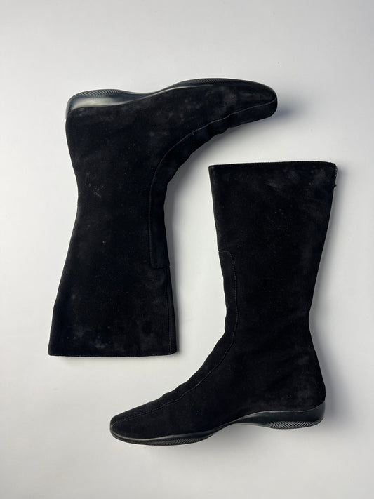 Prada Linea Rossa Black Suede Boots FW 1998 - 41 IT/42 EU