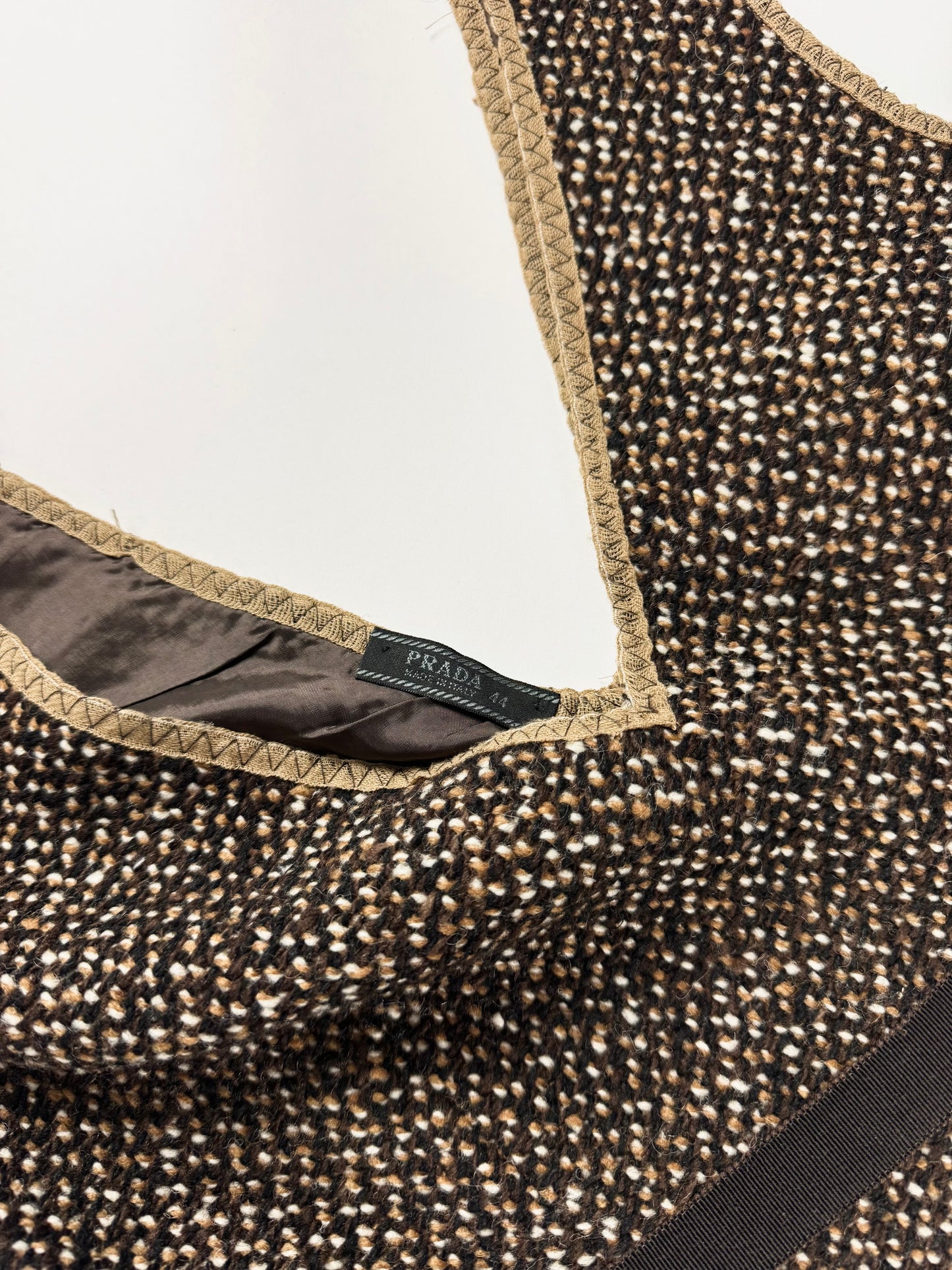 Prada Wool Tweed V Collar Top FW 2000 - M