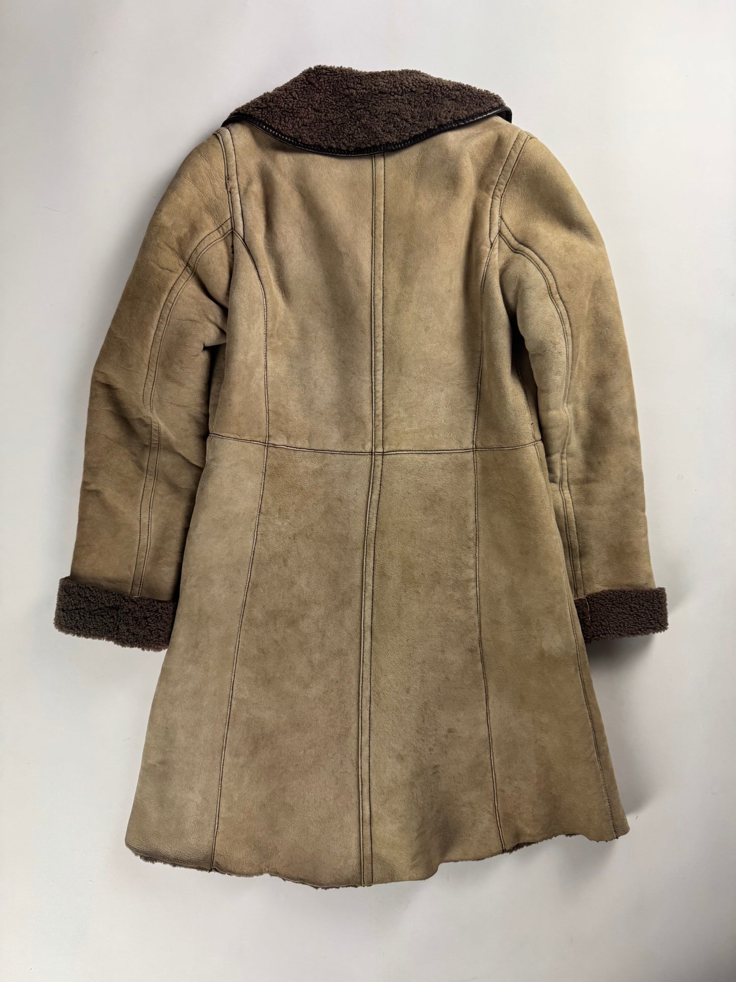 Prada Shearling Embroidered Frog Closure Sheepskin Collar Coat FW 2005 - S