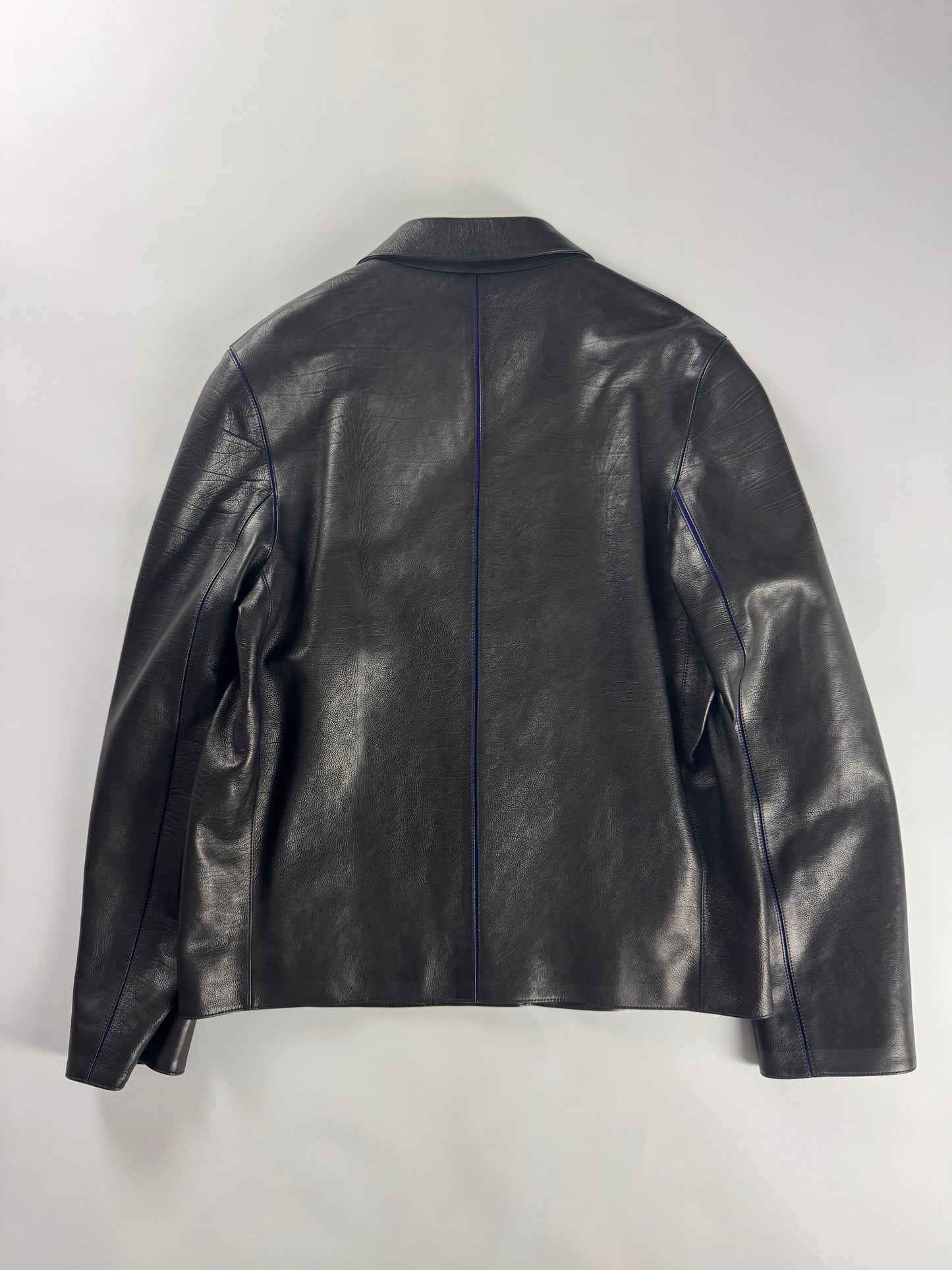 Louis Vuitton Unreleased Blue Neon Minimalist Perfect Tailored Lambskin Leather Jacket SS 2025 - L