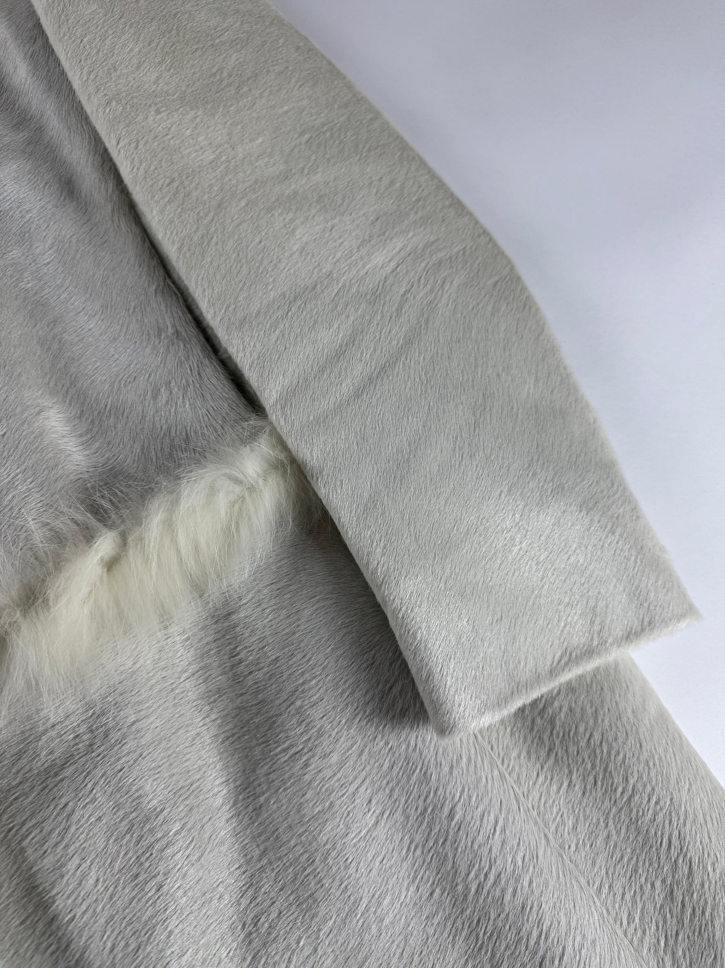 Prada White Heaven Fur Trimmed Pony Hair Leather Coat 1990s - S