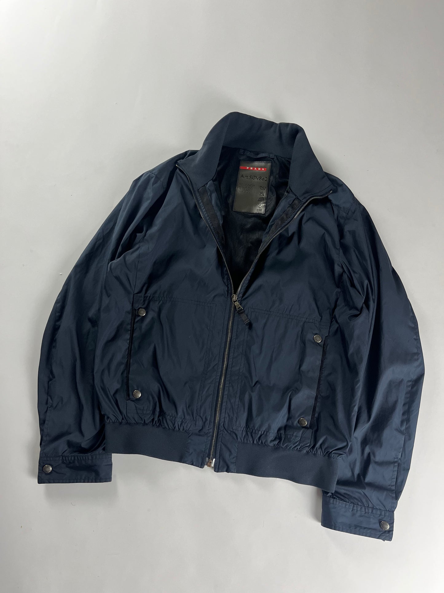Prada Navy Riviera Zip Up Bomber Jacket SS 2007 - L