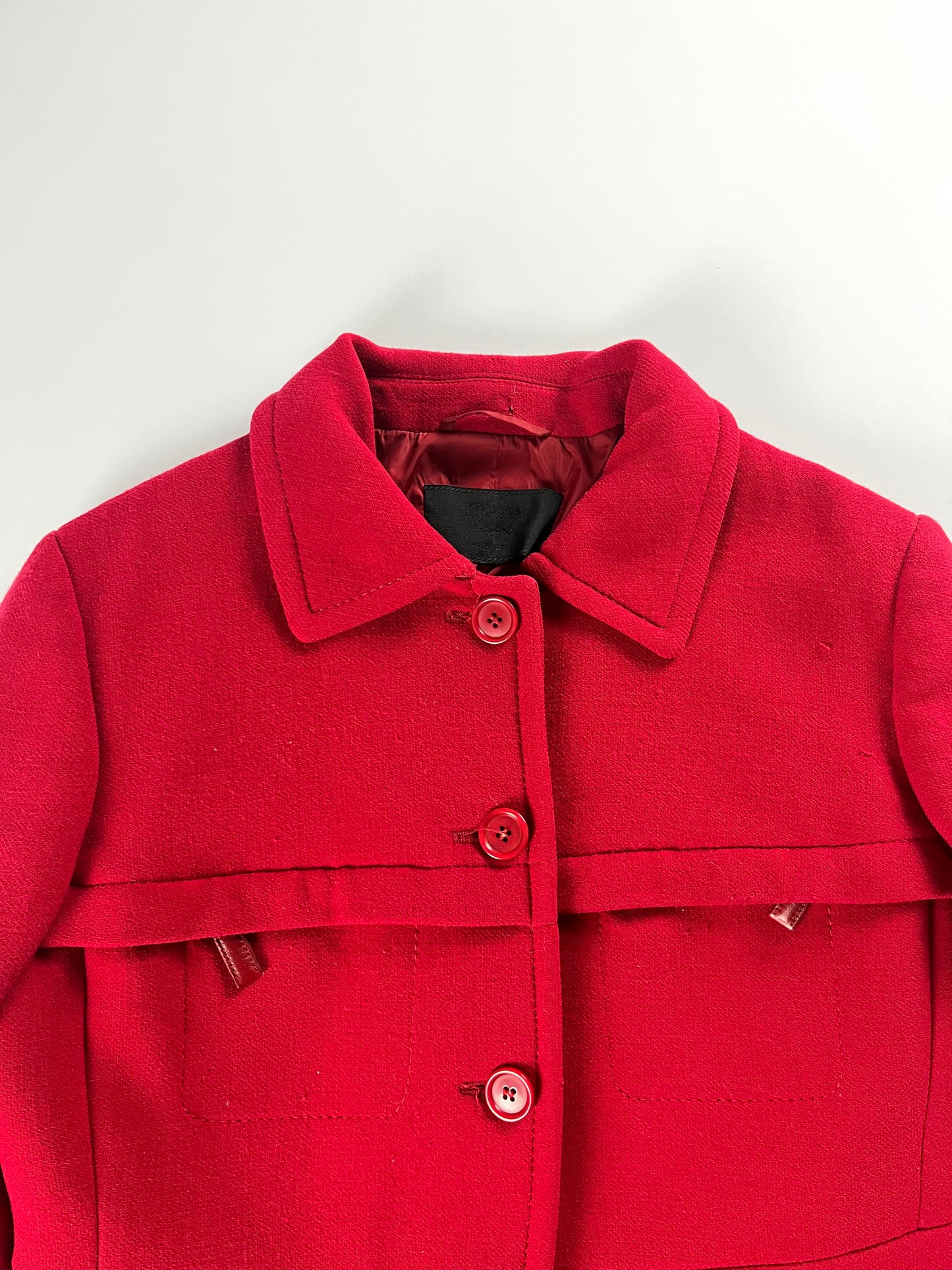 Prada Red Wool Zipper Coat FW 1999 - M