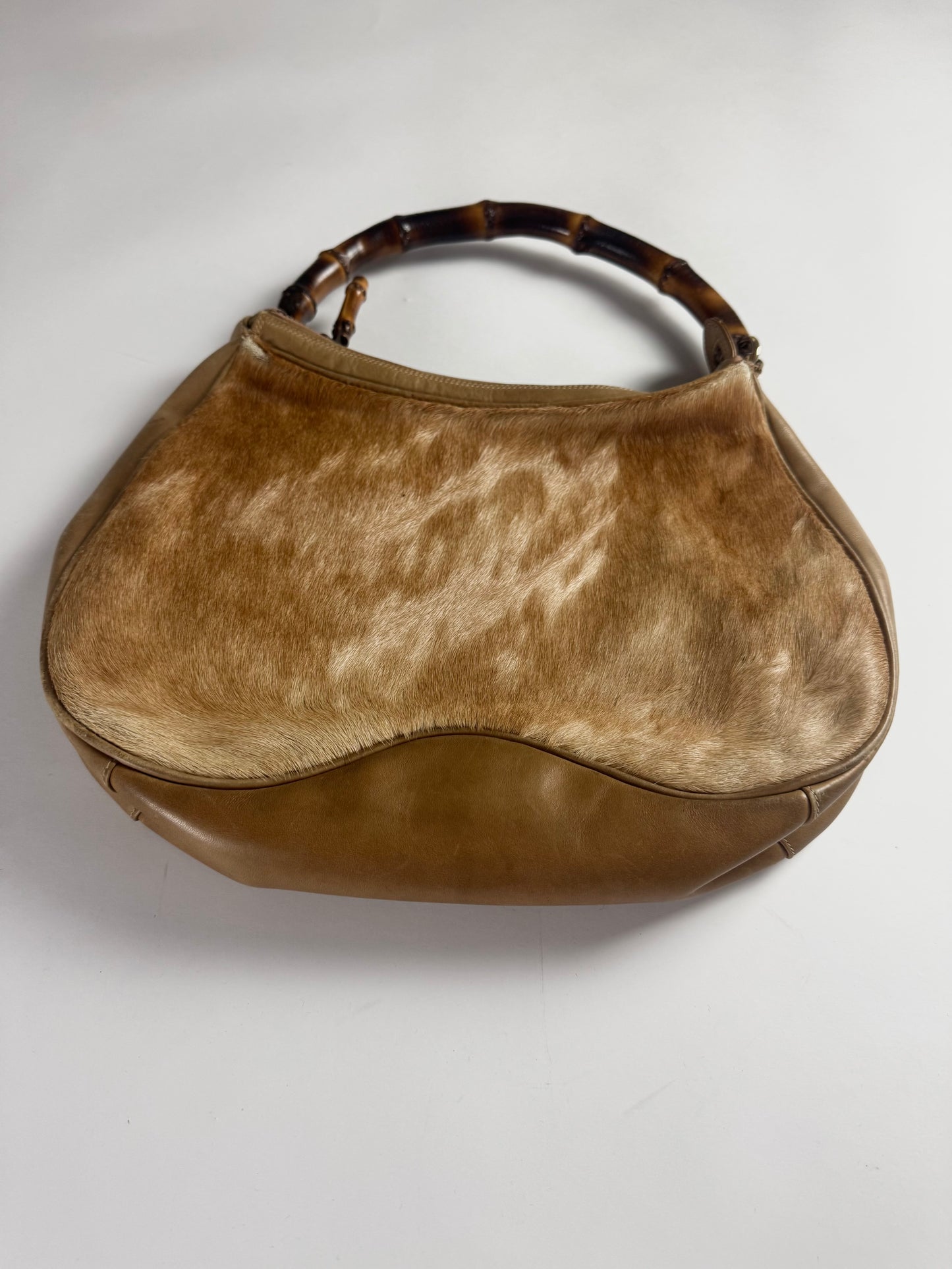 Gucci Bamboo Handle Hobo Camel Pony Hair Bag 1990s - OS