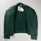 Pierre Balmain Leather Padded Shoulder Double Side Zip Green Biker Jacket - M