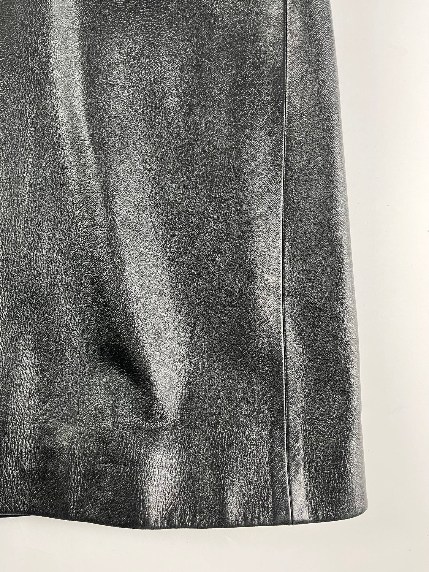 Prada Black Leather Padded Shoulder Coat FW 1999 - S