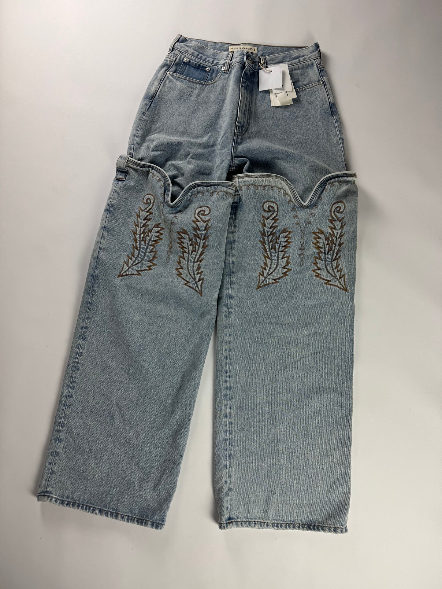 Y/Project Maxi Cowboy Cuff Blue Denim Pants SS 2023 - 32 US