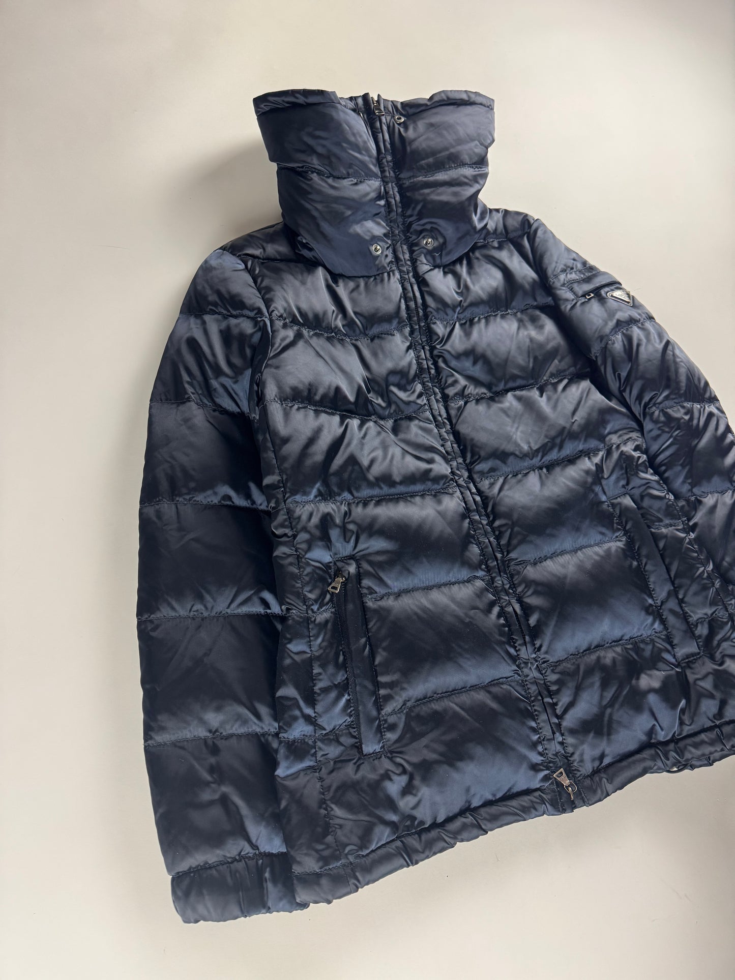 Prada Milano Triangle Logo Navy Puffer Turtleneck Jacket FW 2010 - S